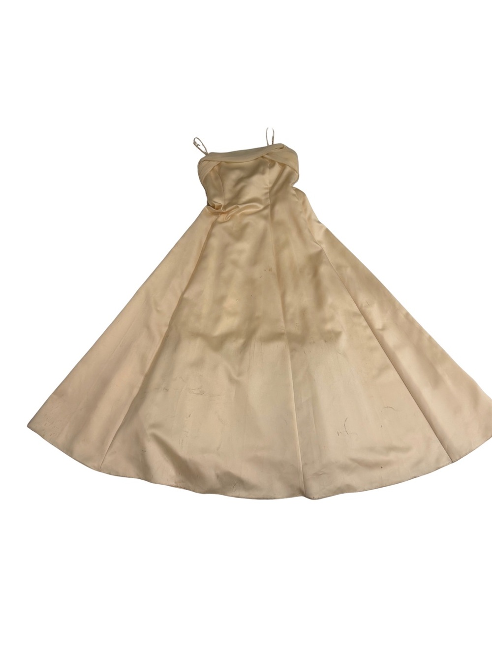 Betsy & Adam Michaelangelo Champagne Satin Formal Gown Size 8